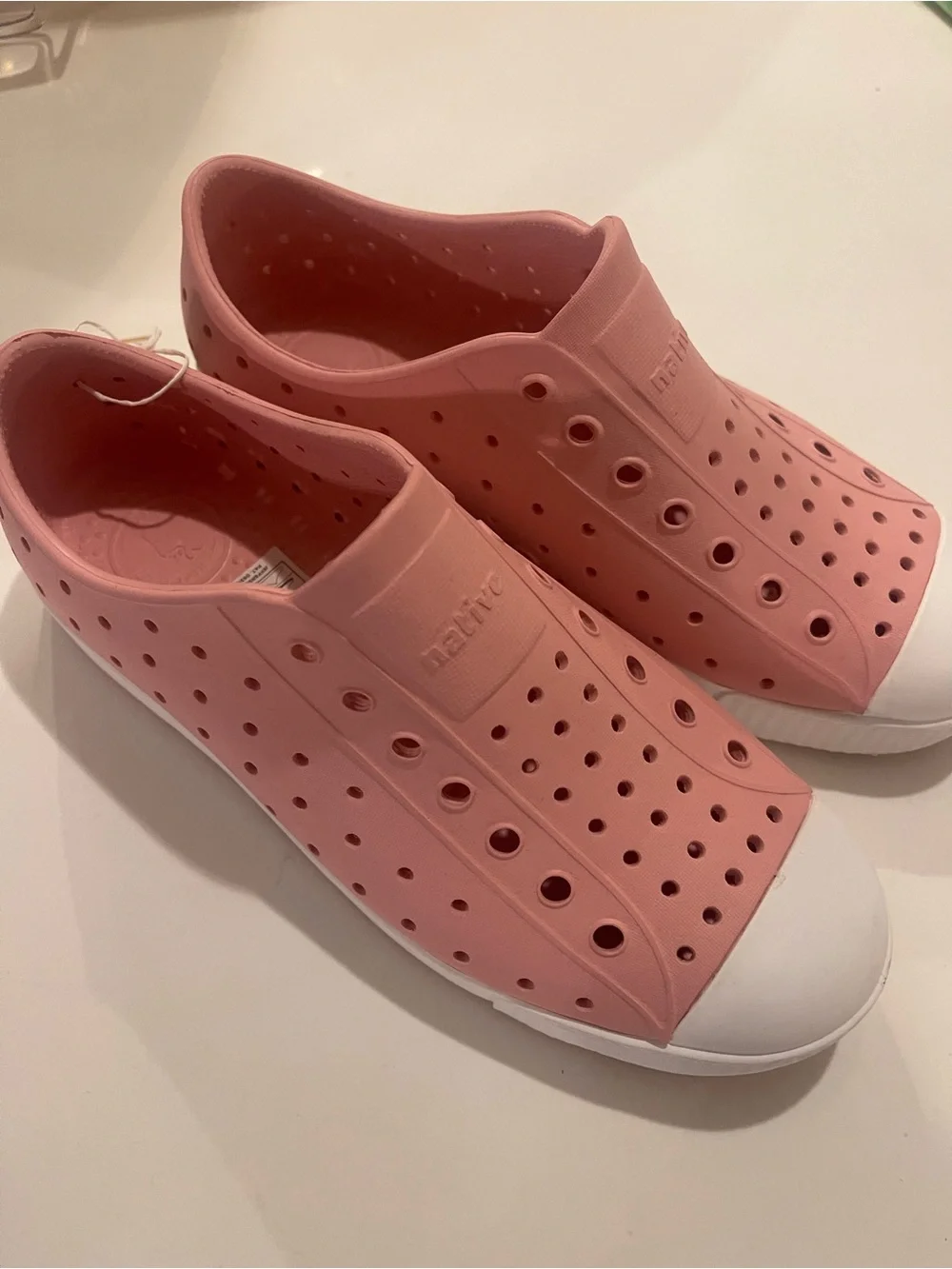 Native Slip-On Perforated Pink Rubber Sneakers J3 NWT